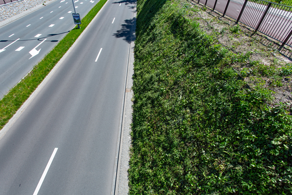 Uitdagende gewapende grondconstructie voor glooiend talud met groene facing