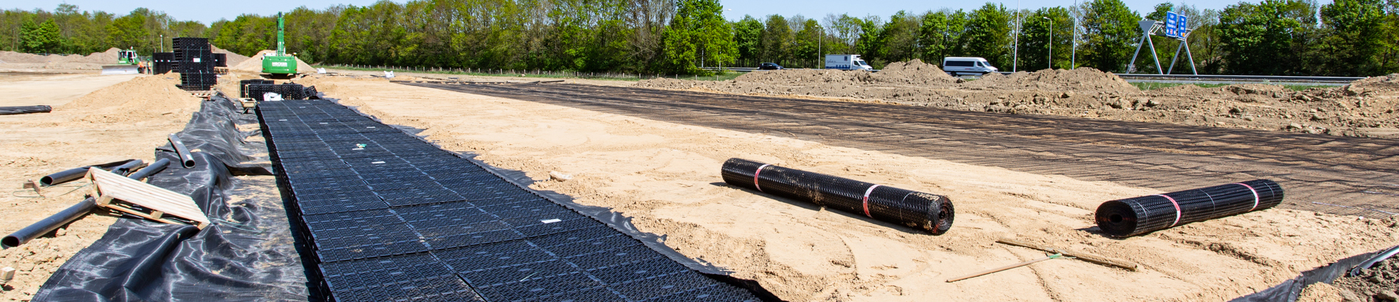 Watermanagement met JobiCell Polystorm infiltratieveld rond distributiecentrum Verbruggen Food Group