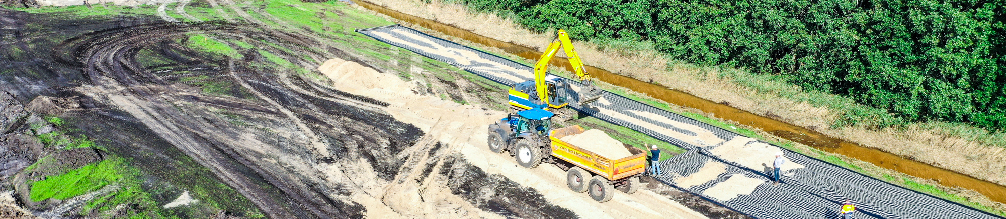 Bouwweg aanleggen zonder grondverbetering met TenCate Geolon HMi-5