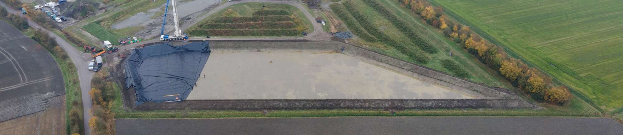 Uitdagend maatwerk folie voor bassin voor opvang hemelwater van vakantiepark