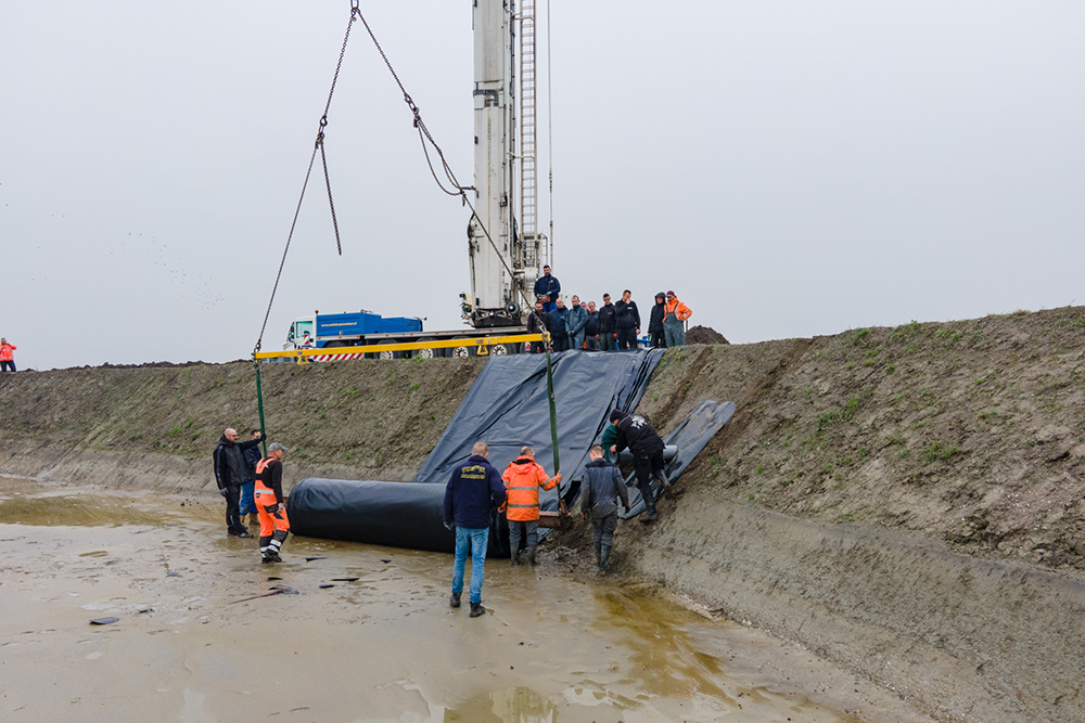 Uitdagend maatwerk folie voor bassin voor opvang hemelwater van vakantiepark